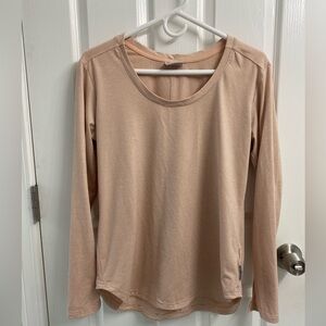 Columbia Women's light peach/Neutral Long Sleeve Top with thin black stripes | L